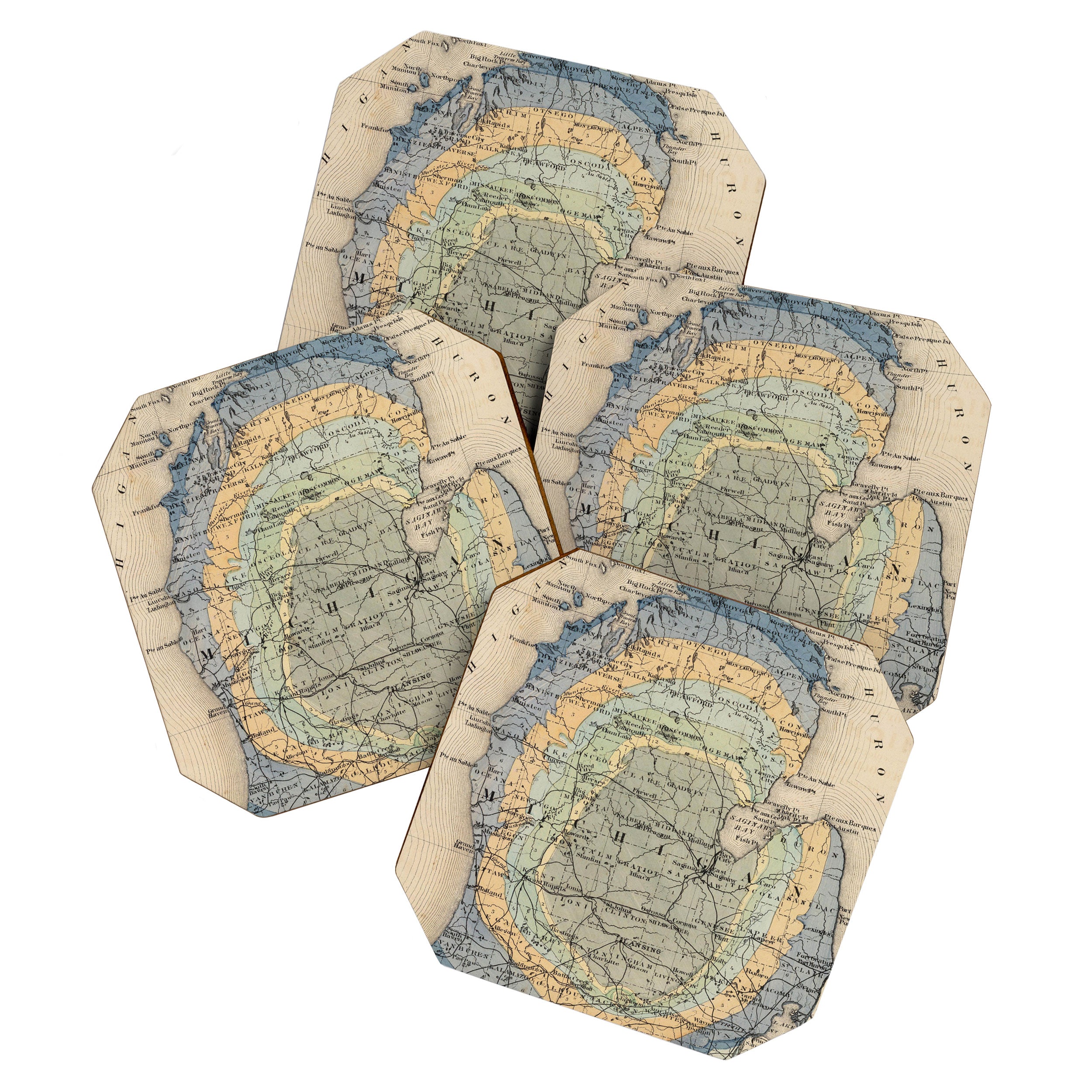 Vintage Michigan Geology Map (1873) Coaster Gallery Image 1