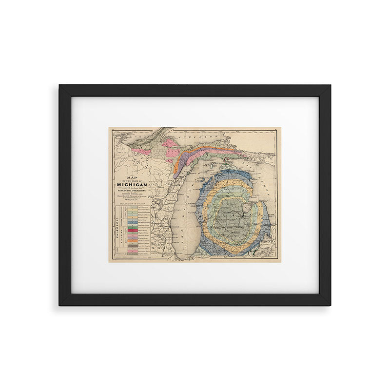 Vintage Michigan Geology Map (1873) Framed Art Print Gallery Image 5