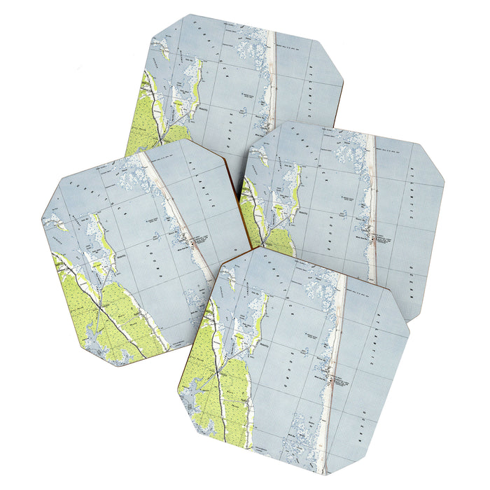 Vintage Northern Outer Banks Map (1940) Coaster Gallery Image 1