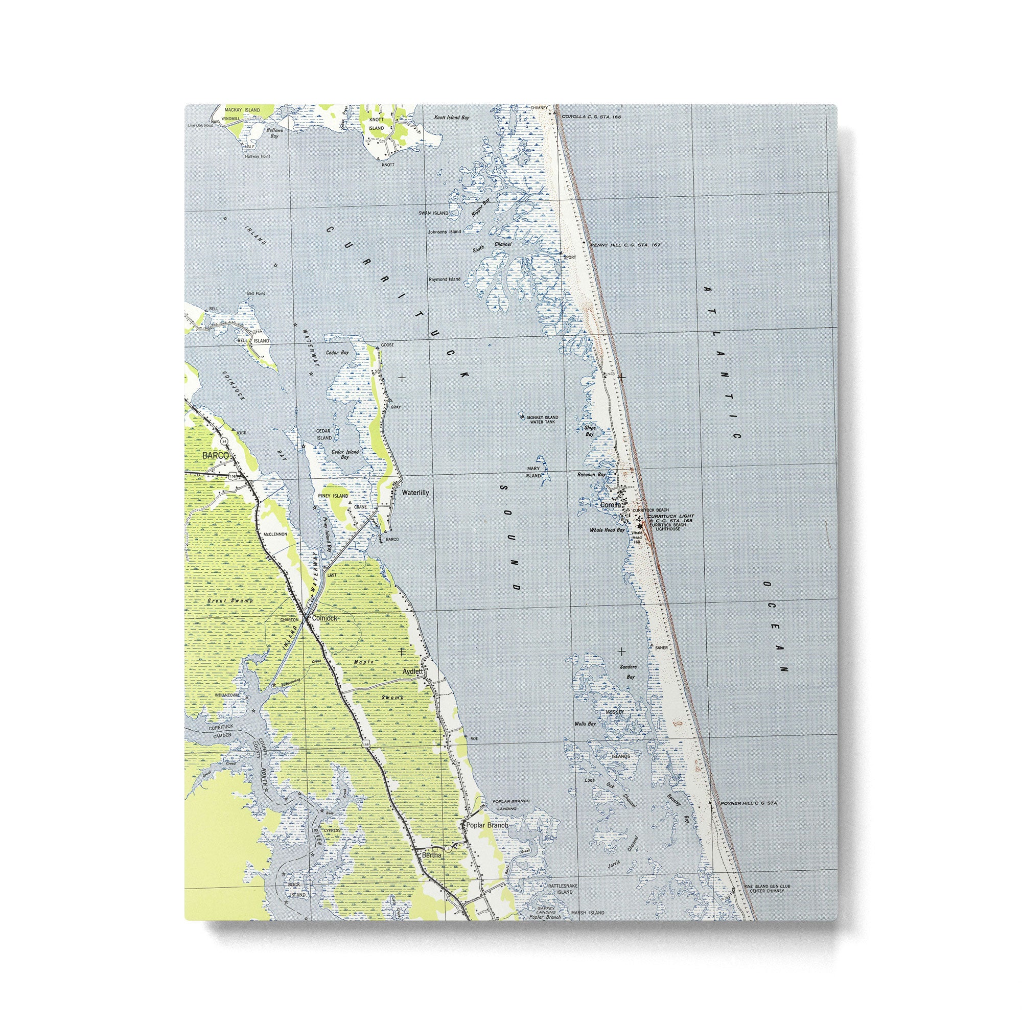 Vintage Northern Outer Banks Map (1940) Metal Print Gallery Image 4