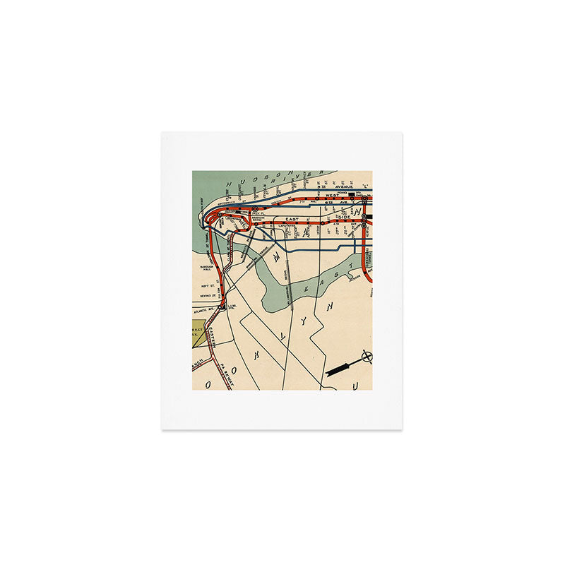 Vintage NYC Subway Map (1918) Art Print Gallery Image 1