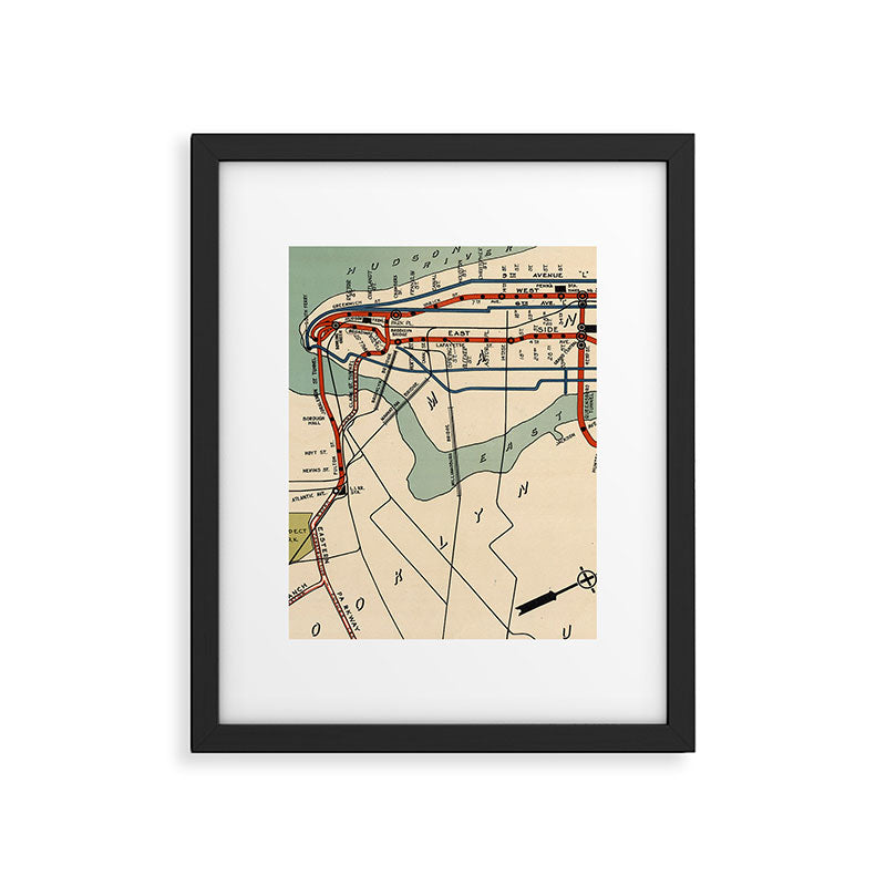 Vintage NYC Subway Map (1918) Framed Art Print Gallery Image 5