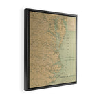 Vintage Outer Banks & Chesapeake Bay Lighthouse Map  Framed Canvas Print Gallery Image 2