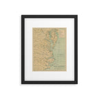 Vintage Outer Banks & Chesapeake Bay Lighthouse Map  Framed Art Print Gallery Image 5