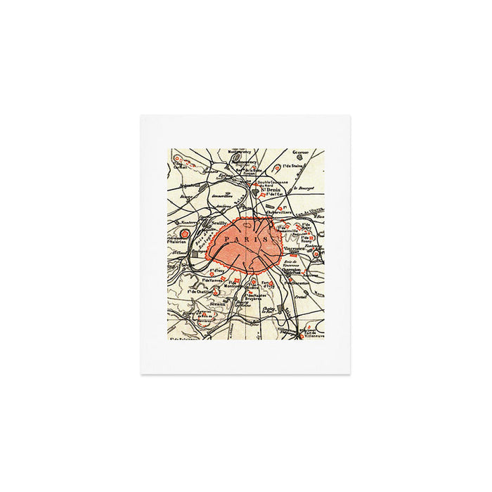 Vintage Paris and Surrounding Area Map (1890) Art Print Gallery Image 1