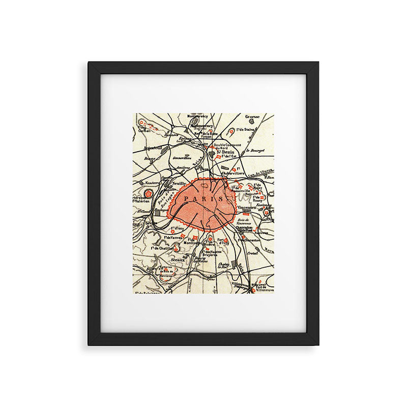 Vintage Paris and Surrounding Area Map (1890) Framed Art Print Gallery Image 5