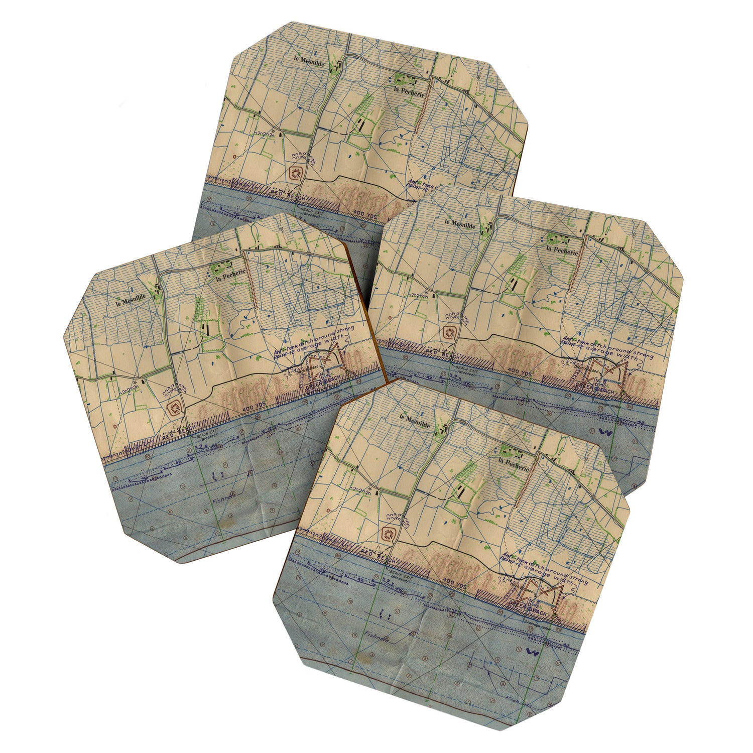 Vintage Utah Beach D-Day Invasion Map (1944) Coaster Gallery Image 1