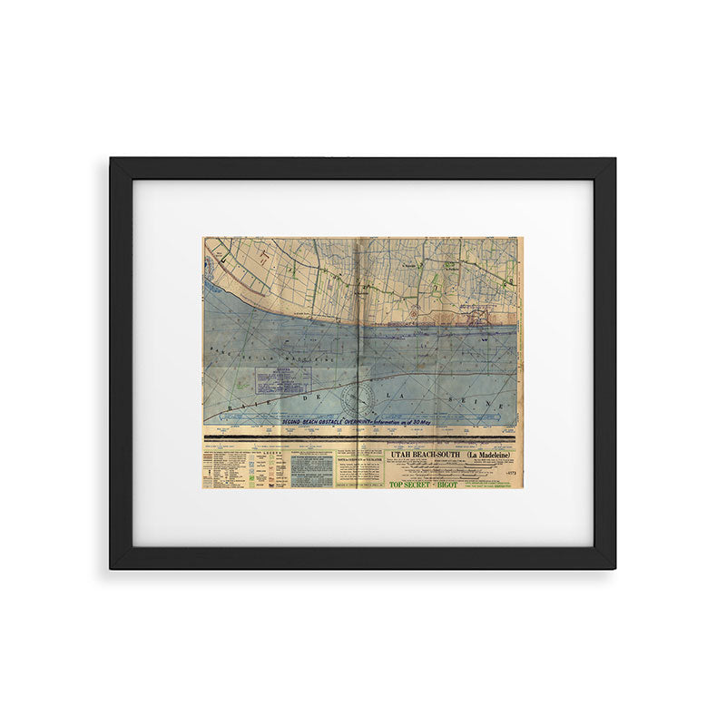 Vintage Utah Beach D-Day Invasion Map (1944) Framed Art Print Gallery Image 5