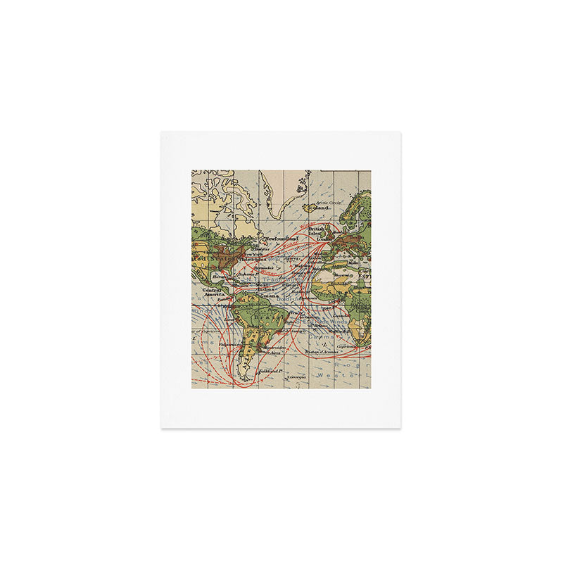 Vintage World Sailing Routes Map (1914) Art Print Gallery Image 1
