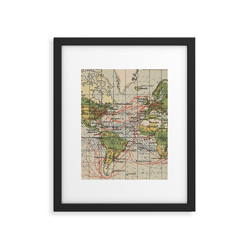Vintage World Sailing Routes Map (1914) Framed Art Print Gallery Image 5