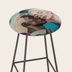 Cosmic Romance, Love Passion Race Diversity, Anti-racism Equality Mindset Society, Community Marriage Couple Interracial Painting Stool Gallery Image 2