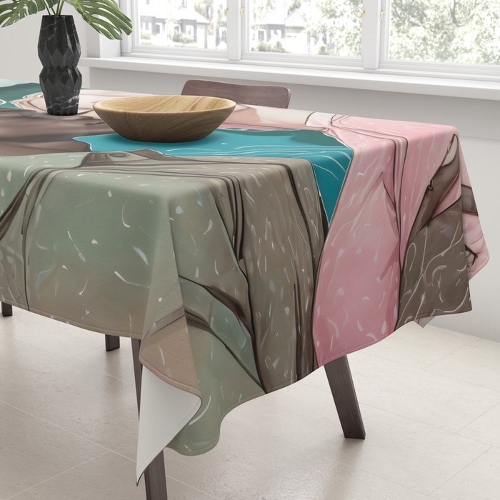 Cosmic Romance, Love Passion Race Diversity, Anti-racism Equality Mindset Society, Community Marriage Couple Interracial Painting Tablecloth Gallery Image 3