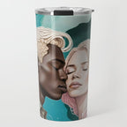 Cosmic Romance, Love Passion Race Diversity, Anti-racism Equality Mindset Society, Community Marriage Couple Interracial Painting Travel Mug Gallery Image 1