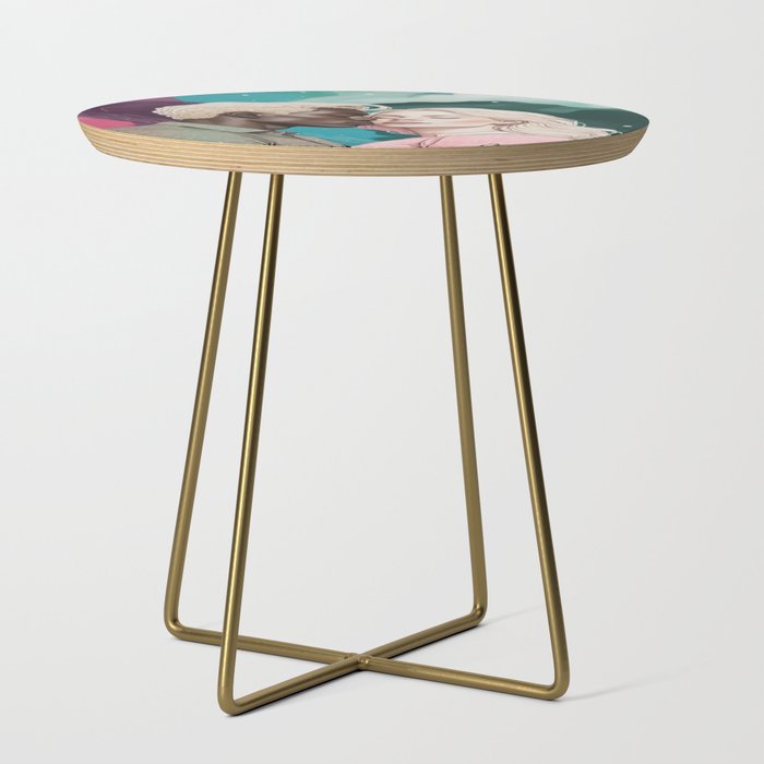 Cosmic Romance, Love Passion Race Diversity, Anti-racism Equality Mindset Society, Community Marriage Couple Interracial Painting Side Table Gallery Image 1