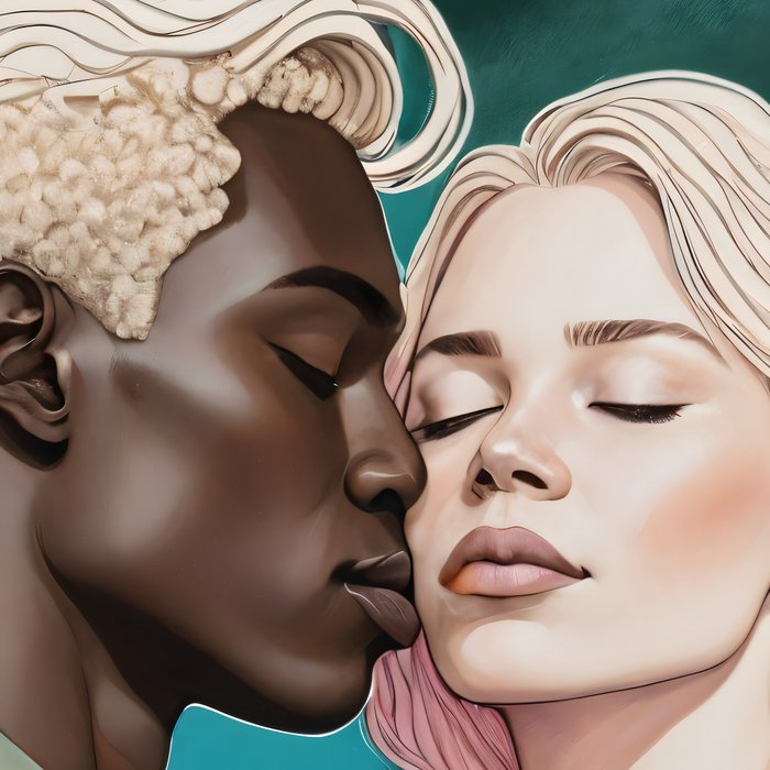Cosmic Romance, Love Passion Race Diversity, Anti-racism Equality Mindset Society, Community Marriage Couple Interracial Painting Coffee Mug Gallery Image 2