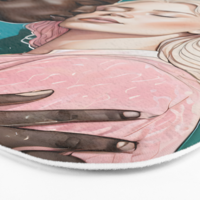Cosmic Romance, Love Passion Race Diversity, Anti-racism Equality Mindset Society, Community Marriage Couple Interracial Painting Bath Mat Gallery Image 3