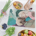 Cosmic Romance, Love Passion Race Diversity, Anti-racism Equality Mindset Society, Community Marriage Couple Interracial Painting Cutting Board Gallery Image 2