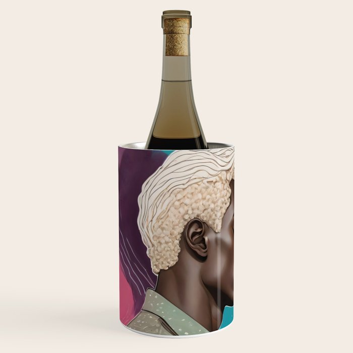 Cosmic Romance, Love Passion Race Diversity, Anti-racism Equality Mindset Society, Community Marriage Couple Interracial Painting Wine Chiller Gallery Image 2
