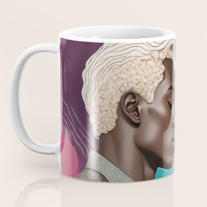 Cosmic Romance, Love Passion Race Diversity, Anti-racism Equality Mindset Society, Community Marriage Couple Interracial Painting Coffee Mug Gallery Image 3
