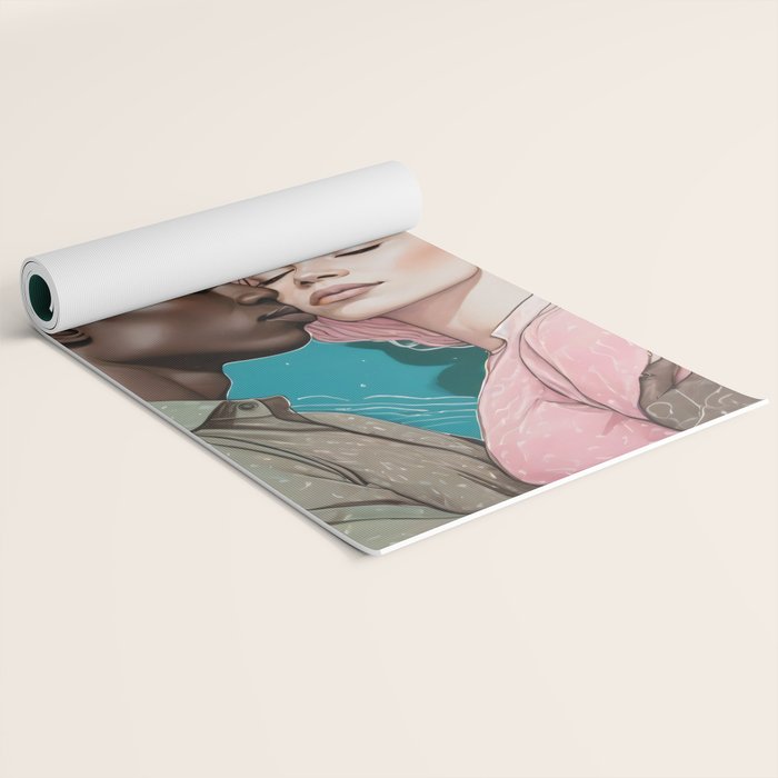 Cosmic Romance, Love Passion Race Diversity, Anti-racism Equality Mindset Society, Community Marriage Couple Interracial Painting Yoga Mat Gallery Image 2