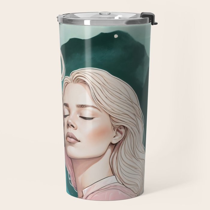 Cosmic Romance, Love Passion Race Diversity, Anti-racism Equality Mindset Society, Community Marriage Couple Interracial Painting Travel Mug Gallery Image 2