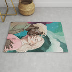 Cosmic Romance, Love Passion Race Diversity, Anti-racism Equality Mindset Society, Community Marriage Couple Interracial Painting Rug Gallery Image 1