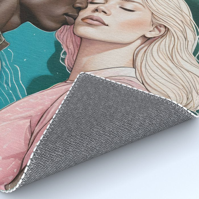 Cosmic Romance, Love Passion Race Diversity, Anti-racism Equality Mindset Society, Community Marriage Couple Interracial Painting Rug Gallery Image 4