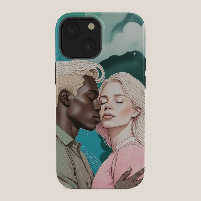 Cosmic Romance, Love Passion Race Diversity, Anti-racism Equality Mindset Society, Community Marriage Couple Interracial Painting iPhone Case Gallery Image 34