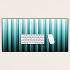 Aqua Teal Turquoise & White Abstract Soft Ombre Line Stripe Pattern on black - Aquarium SW 6767 Desk Mat Gallery Image 1