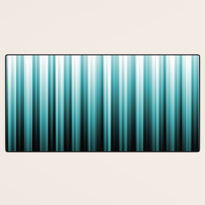 Aqua Teal Turquoise & White Abstract Soft Ombre Line Stripe Pattern on black - Aquarium SW 6767 Desk Mat Gallery Image 3