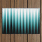 Aqua Teal Turquoise & White Abstract Soft Ombre Line Stripe Pattern on black - Aquarium SW 6767 Outdoor Rug Gallery Image 1