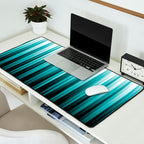 Aqua Teal Turquoise & White Abstract Soft Ombre Line Stripe Pattern on black - Aquarium SW 6767 Desk Mat Gallery Image 2