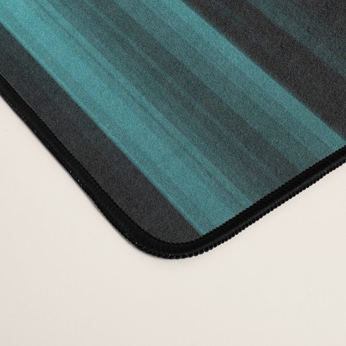 Aqua Teal Turquoise & White Abstract Soft Ombre Line Stripe Pattern on black - Aquarium SW 6767 Desk Mat Gallery Image 4