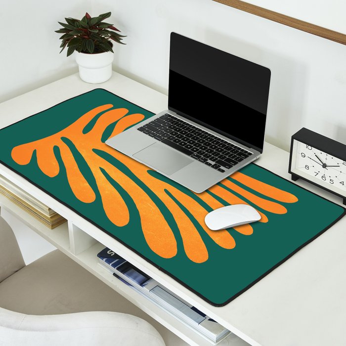 Pine Green & Tangerine: Matisse Paper Cutouts 01 Desk Mat Gallery Image 2