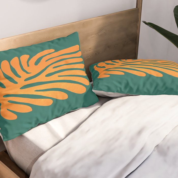 Pine Green & Tangerine: Matisse Paper Cutouts 01 Pillow Sham Gallery Image 2