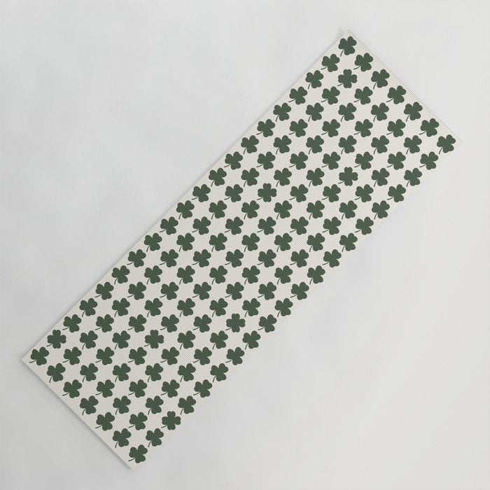 Clovers XXXVIII Dark Green Botanical Pattern Yoga Mat Gallery Image 1