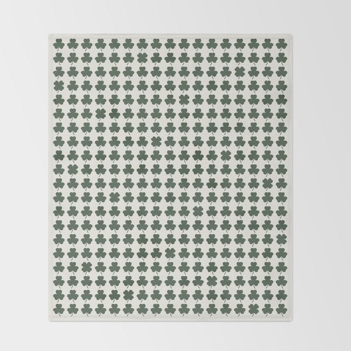 Clovers XXXVIII Dark Green Botanical Pattern Throw Blanket Gallery Image 2