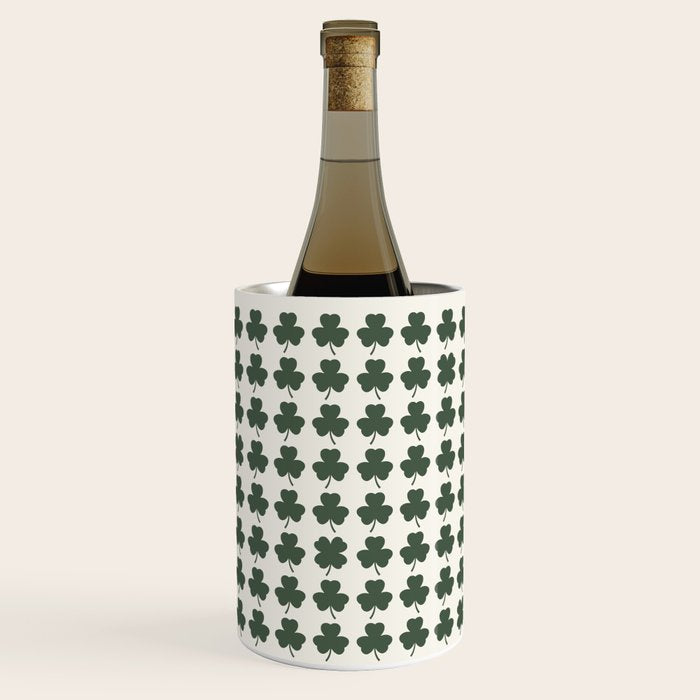 Clovers XXXVIII Dark Green Botanical Pattern Wine Chiller Gallery Image 2