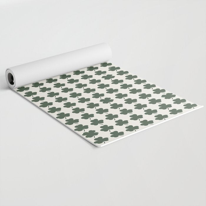 Clovers XXXVIII Dark Green Botanical Pattern Yoga Mat Gallery Image 2