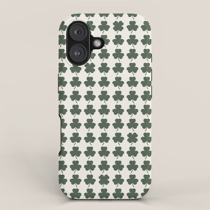 Clovers XXXVIII Dark Green Botanical Pattern iPhone Case Gallery Image 1