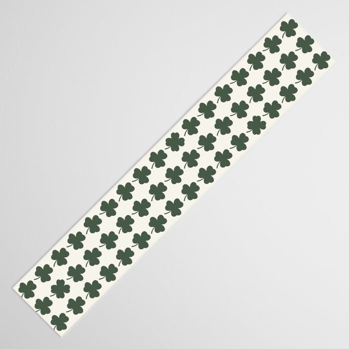 Clovers XXXVIII Dark Green Botanical Pattern Table Runner Gallery Image 3
