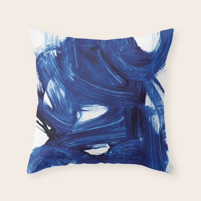 Navy Brush Throw Pillow Gallery Image 6