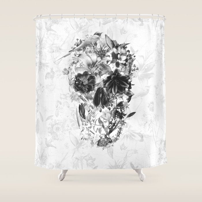 New Skull Light B&W Shower Curtain Gallery Image 1