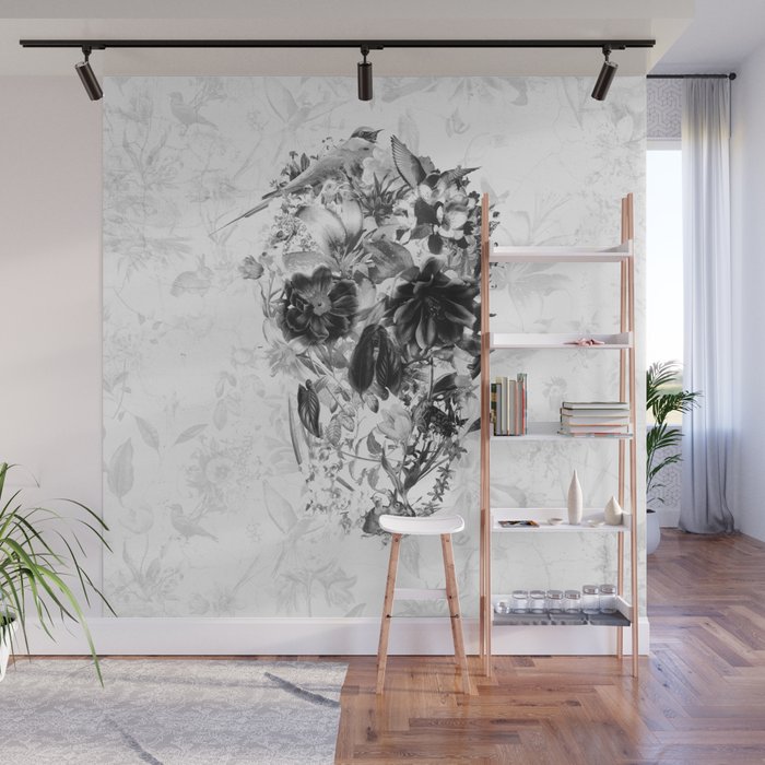 New Skull Light B&W Wall Mural Gallery Image 1