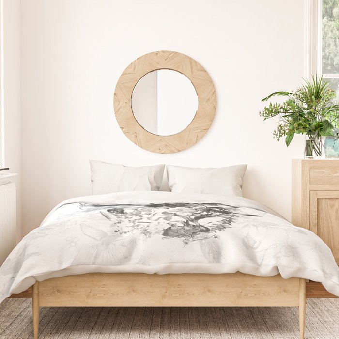 New Skull Light B&W Duvet Cover Gallery Image 3