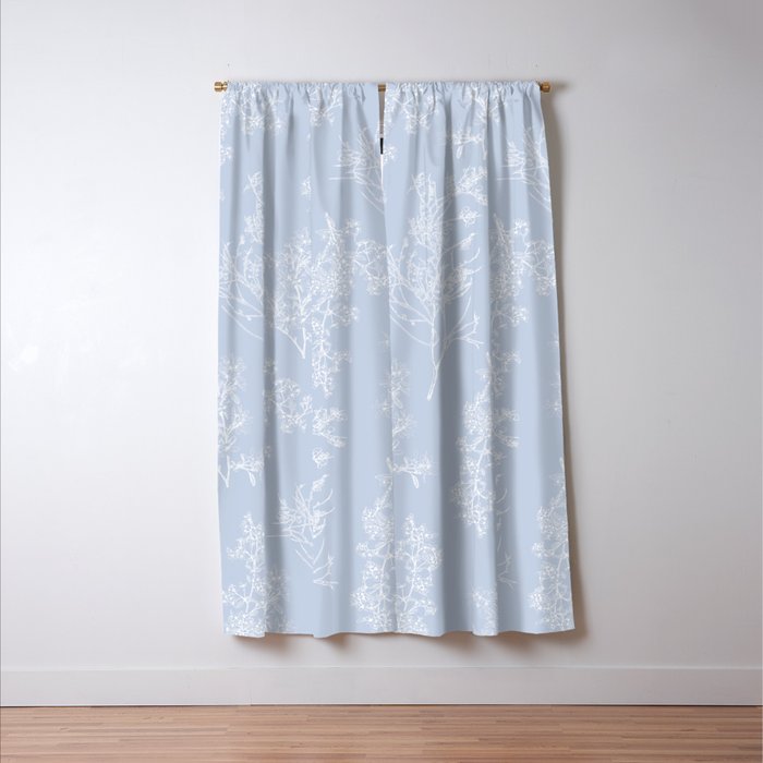 Botanical Cottage Floral Pattern in Soft Light Blue Window Curtain Gallery Image 3