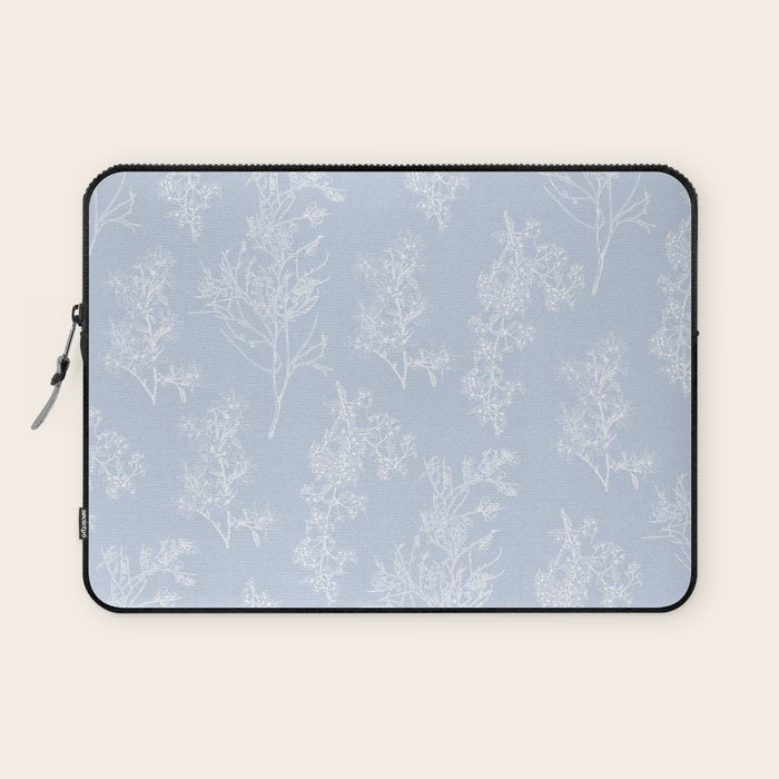 Botanical Cottage Floral Pattern in Soft Light Blue Laptop Sleeve Gallery Image 1