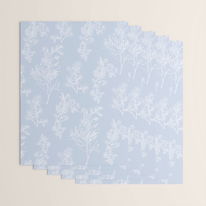 Botanical Cottage Floral Pattern in Soft Light Blue Wrapping Paper Gallery Image 3