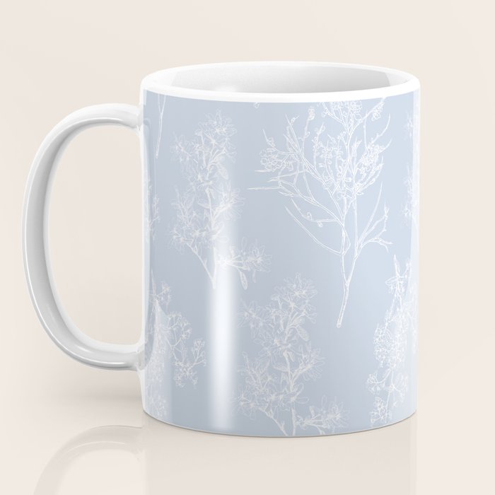 Botanical Cottage Floral Pattern in Soft Light Blue Coffee Mug Gallery Image 3