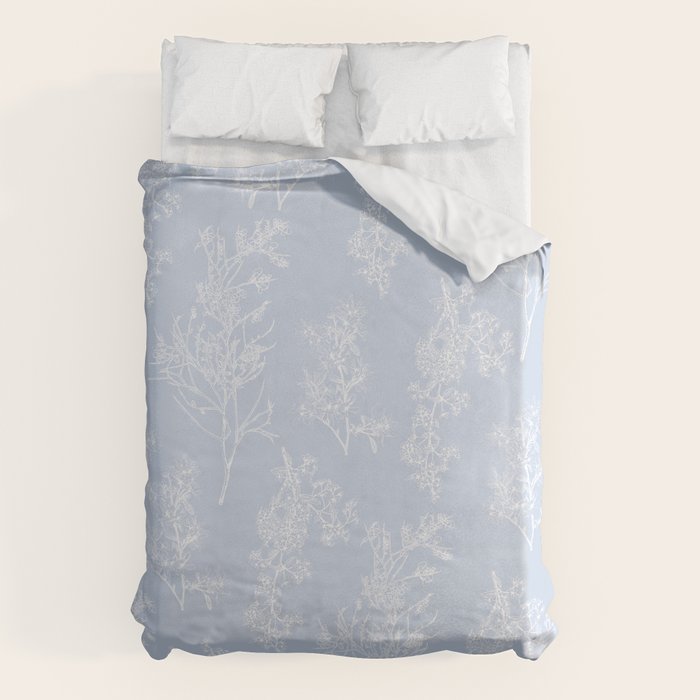 Botanical Cottage Floral Pattern in Soft Light Blue Duvet Cover Gallery Image 6